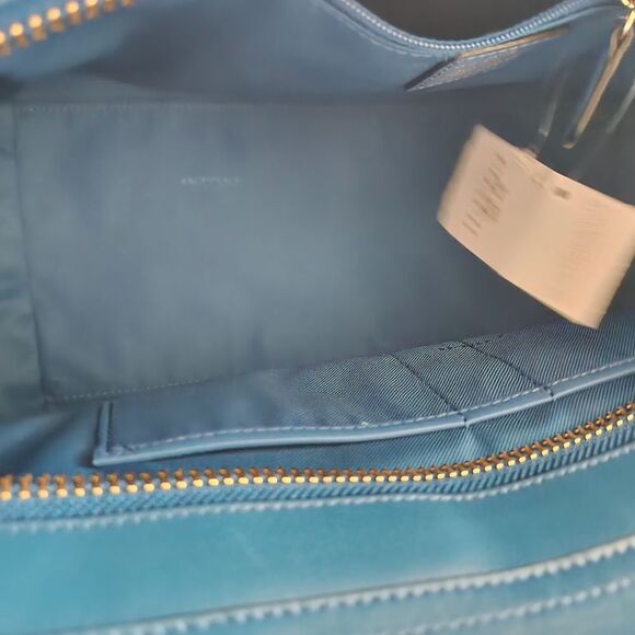 Coach Swagger Pebble Leather Tote In Denim - Picture 11 of 16